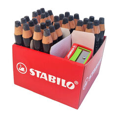 STABILO Markdry Drywipe Crayons Black Pk30  hi-res